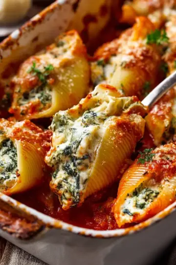 Spinach ricotta stuffed shells