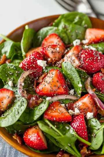 Spinach Strawberry Salad with Balsamic Poppy Seed Dressing
