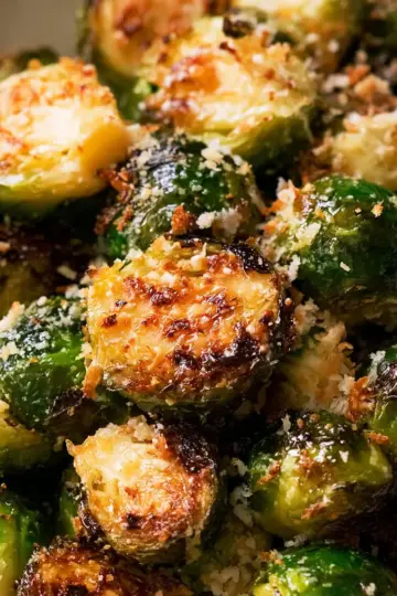 CRISPY Parmesan Roasted Brussels Sprouts