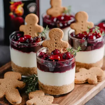No-Bake White Chocolate Cheesecakes With Mulled Wine Fruit