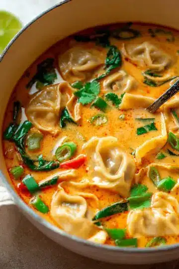 Thai Red Curry Potsticker Soup