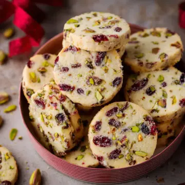 Cranberry Pistachio Shortbread Cookies