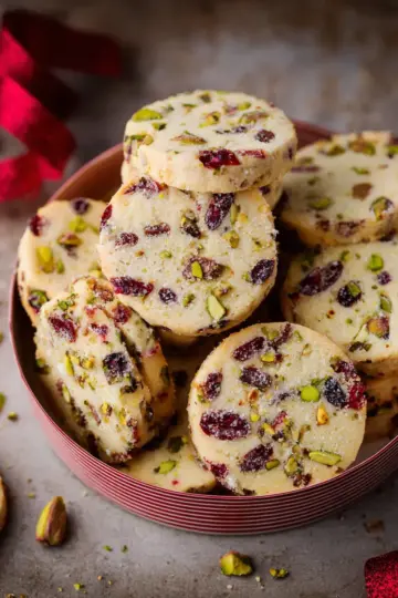 Cranberry Pistachio Shortbread Cookies