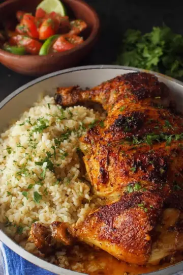 Peruvian Roast Chicken with Garlic Butter Rice