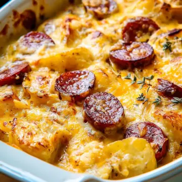 Cheesy Potatoes with Smoked Sausage