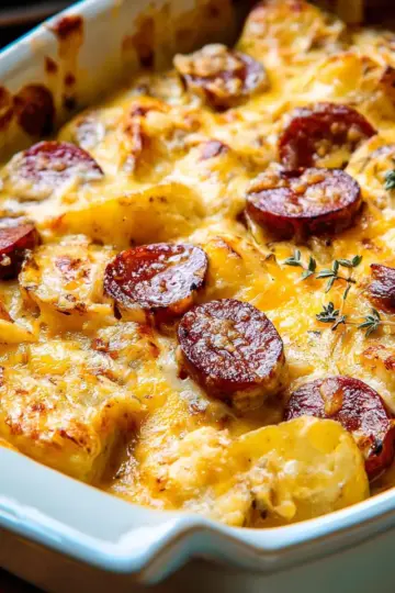 Cheesy Potatoes with Smoked Sausage