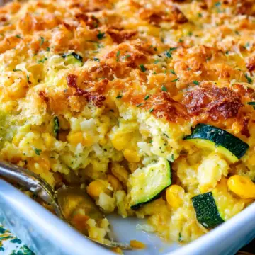 Cheesy Squash, Zucchini, and Corn Casserole