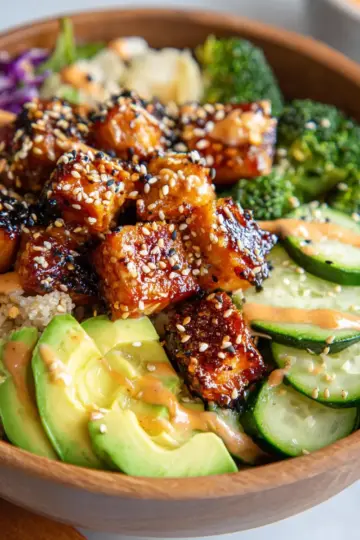 Crispy Bang Bang Salmon Bites Bowls