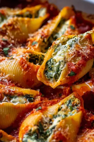 Spinach ricotta stuffed shells
