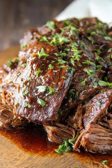 Slow Cooker Balsamic Glazed Roast Beef