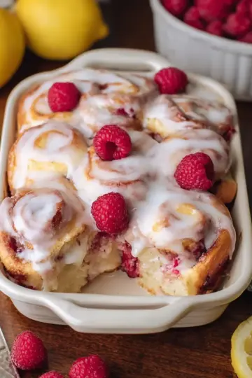 Raspberry Sweet Rolls with Lemon Glaze
