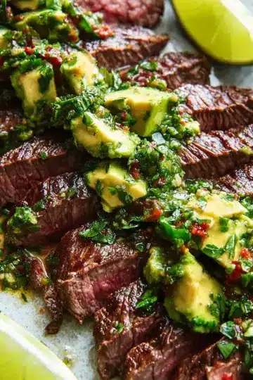Skirt Steak with Avocado Chimichurri