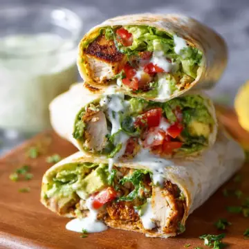 Avocado Ranch Chicken Burrito Wraps