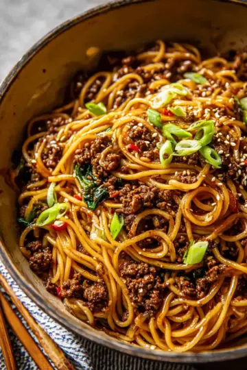 Mongolian Ground Beef Noodles