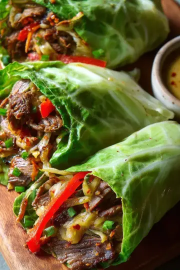 Philly Cheesesteak Cabbage Wraps