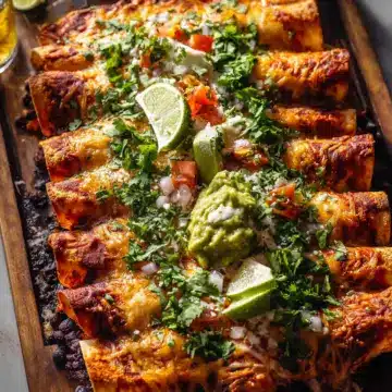 Crispy Black Bean Sweet Potato Enchiladas