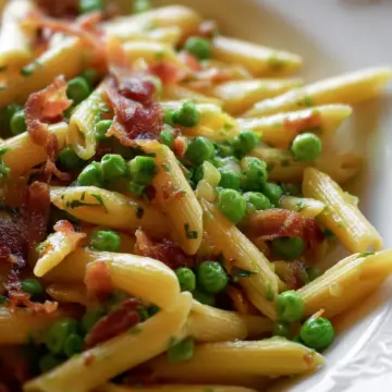 Penne Pasta, Peas and Bacon