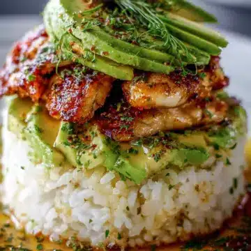 Honey Lime Chicken & Avocado Rice Stack