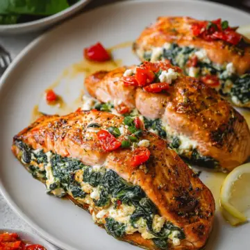 Stuffed Salmon With Spinach & Feta