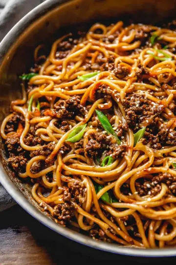 Mongolian Ground Beef Noodles