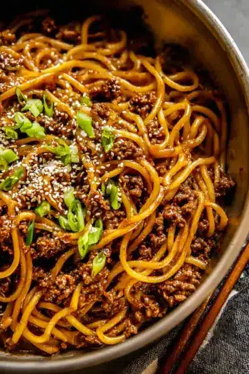 Mongolian Ground Beef Noodles