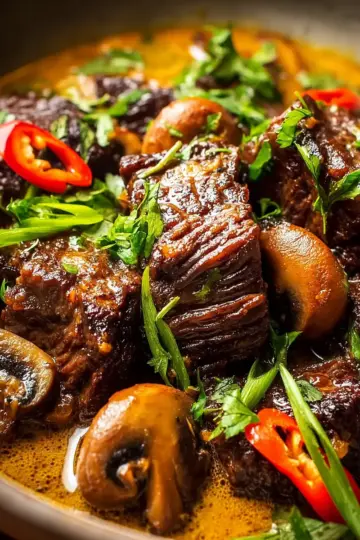 Lemongrass Coconut Braised Beef with Mushrooms